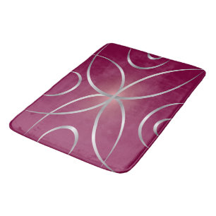 Silver on magenta bath mat