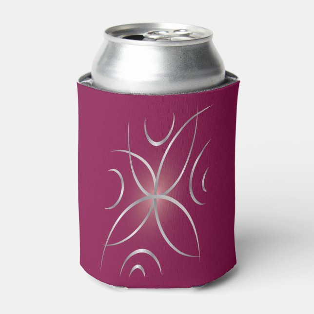 Silver on magenta can cooler (Can Front)