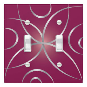 Silver on magenta light switch cover