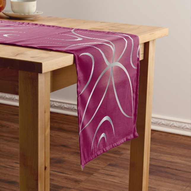 Silver on magenta long table runner (In Situ)