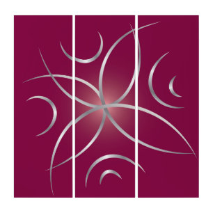 Silver on magenta triptych