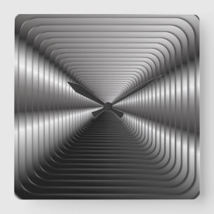 Silver Optical Illusion Square Wall Clock