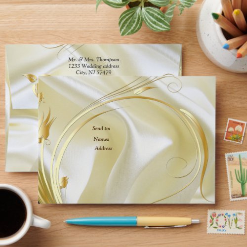 Silver or Gold Abstract flowers on _ Silk  Art Envelope