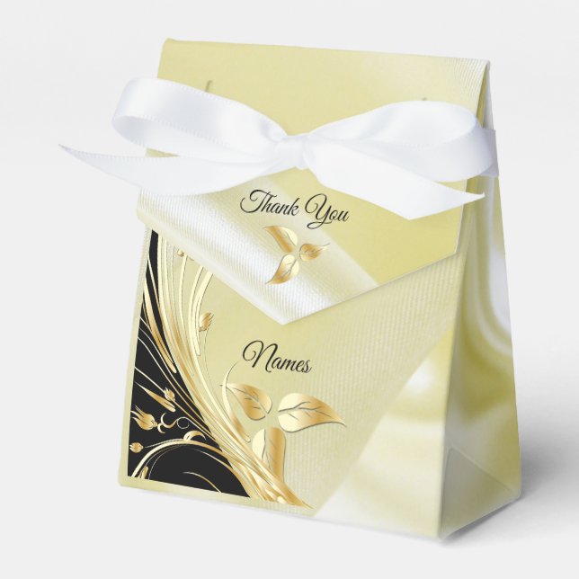 Silver or Gold Abstract flowers on - Silk & Art Favor Boxes (Front Side)