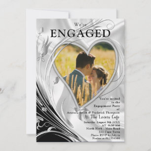 Silver or Gold Abstract flowers on - Silk & Art Invitation