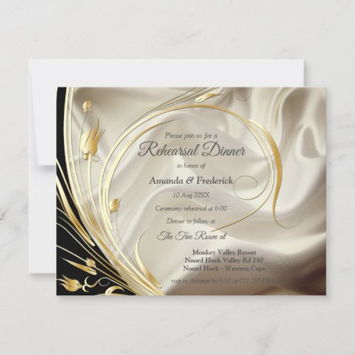 Silver or Gold Abstract flowers on _ Silk  Art Invitation