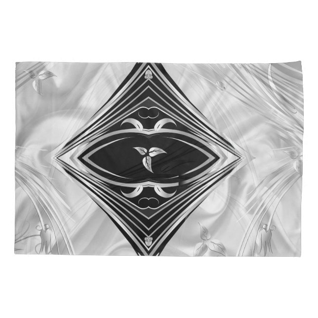 Silver or Gold Abstract flowers on - Silk & Art Pillow Case (Back)