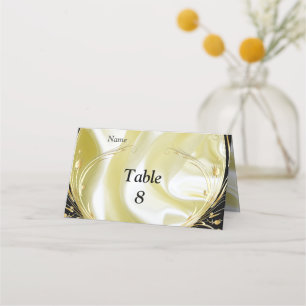 Silver or Gold Abstract flowers on - Silk & Art Place Card