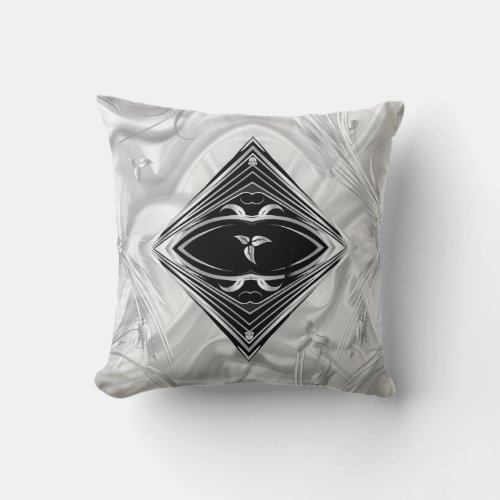 Silver or Gold Abstract flowers on _ Silk  Art Throw Pillow