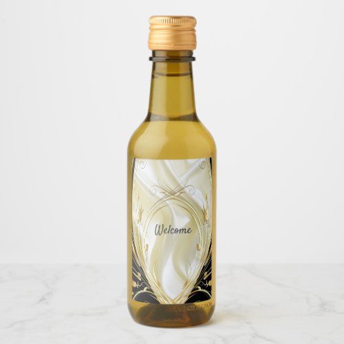 Silver or Gold Abstract flowers on _ Silk  Art Wine Label