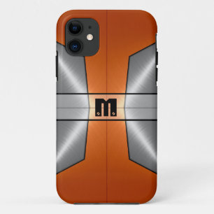 Silver Orange Shiny Stainless Steel Metal 8 iPhone 11 Case