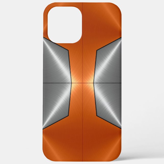 Silver Orange Shiny Stainless Steel Metal Case-Mate iPhone Case (Back)