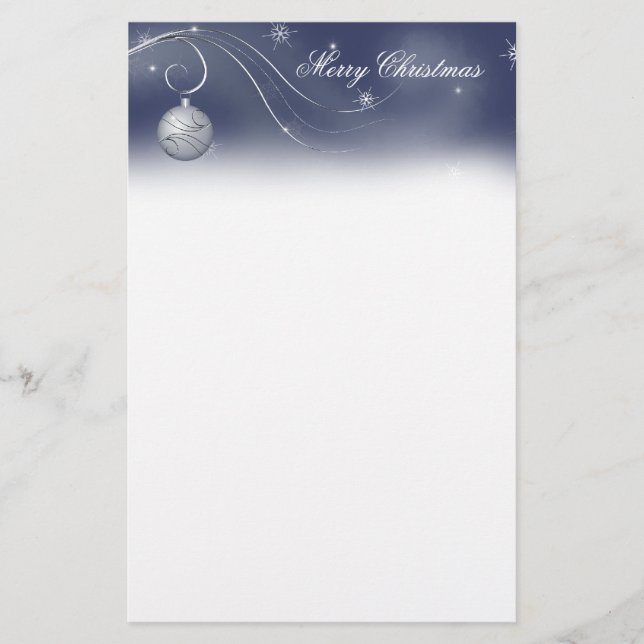 Silver Ornament Christmas Stationery (Front)
