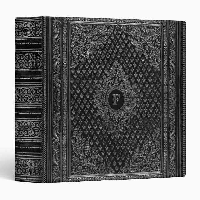 Silver Ornamental w/out your Monogram 3 Ring Binder (Front/Spine)