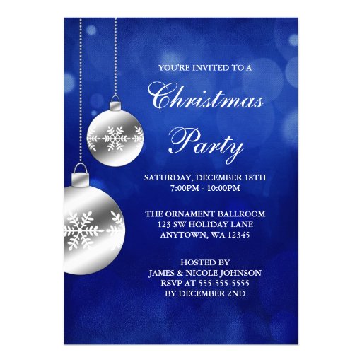 Blue And Silver Christmas Invitations 3