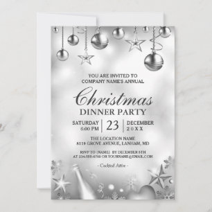 Silver Ornaments Christmas Corporate Holiday Party Invitation