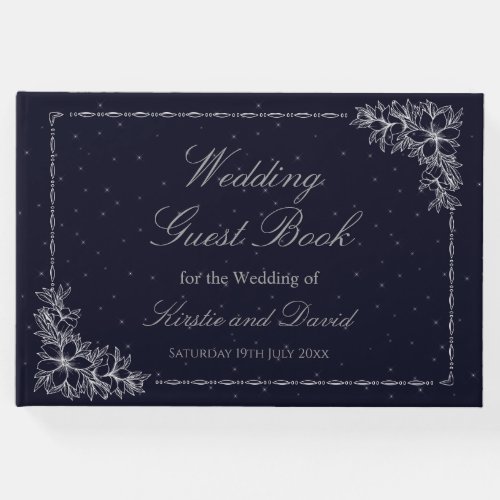 Silver Ornate Floral  Guest Book