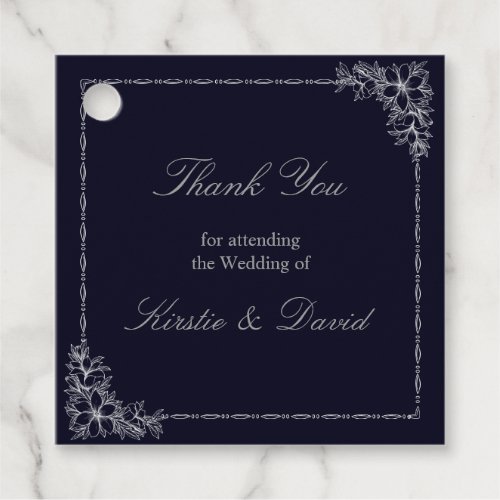 Silver Ornate Floral Wedding Favor Tags