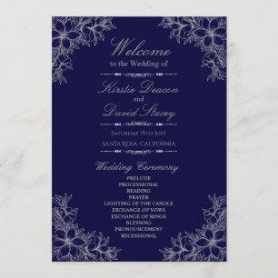 Silver Ornate Floral Wedding Program