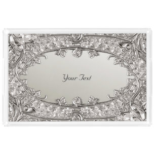 Silver Ornate Modern Acrylic Tray