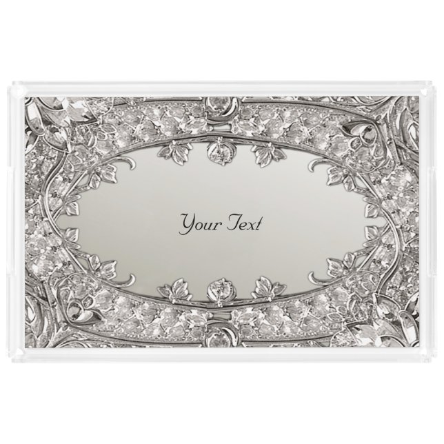 Silver Ornate Modern Acrylic Tray (Front)