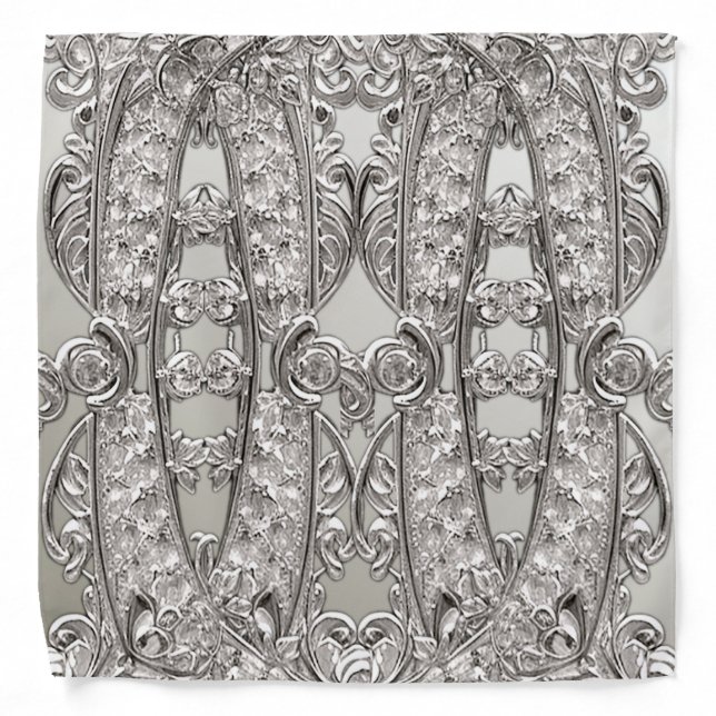 Silver Ornate Modern Bandana (Front)