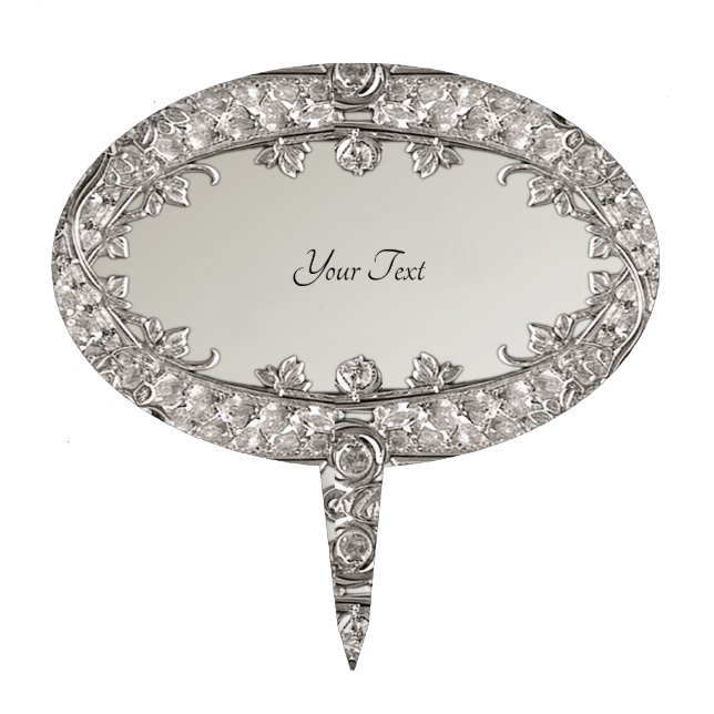 Silver Ornate Modern Cake Topper (Front)