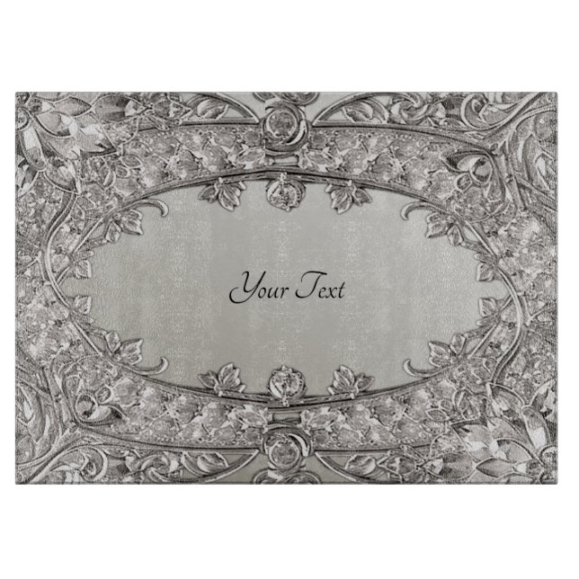 Silver Ornate Modern Cutting Board (Front)