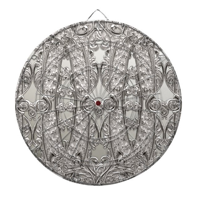 Silver Ornate Modern Dartboard (Front)