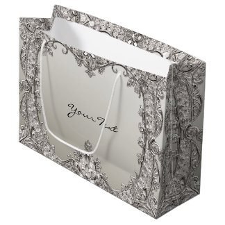 Silver Ornate Modern Gift Bag