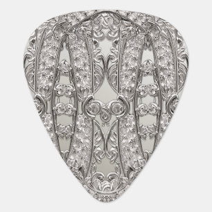 Silver Ornate Modern Guitar Pick