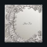 Silver Ornate Modern Magnet<br><div class="desc">Beautiful Silver Ornate Modern Magnet</div>