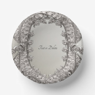Silver Ornate Modern Paper Bowls
