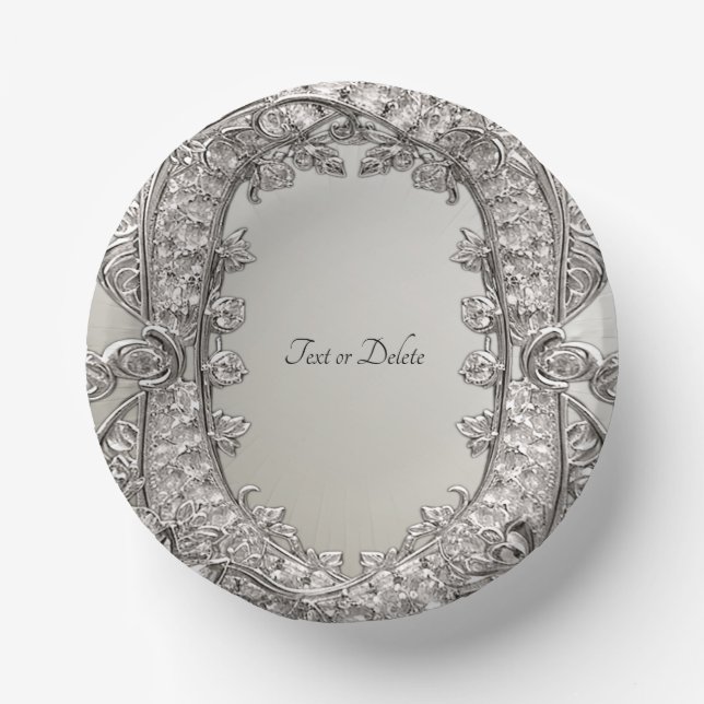 Silver Ornate Modern Paper Bowls (Front)
