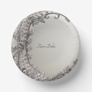 Silver Ornate Modern Paper Bowls
