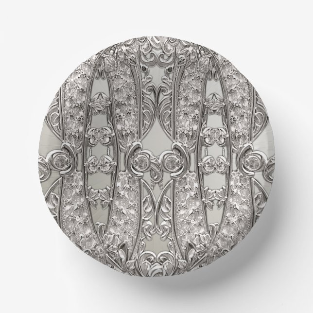Silver Ornate Modern Paper Bowls (Front)