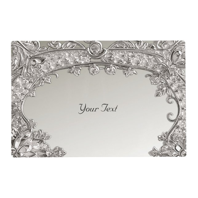 Silver Ornate Modern Paper Placemat (Front)