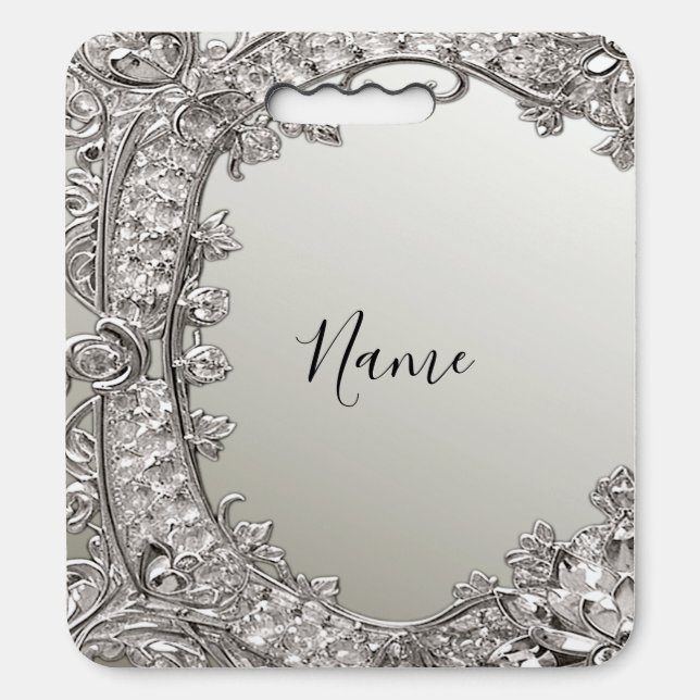 Silver Ornate Modern Stadium Seat Cushion (Front Vertical)