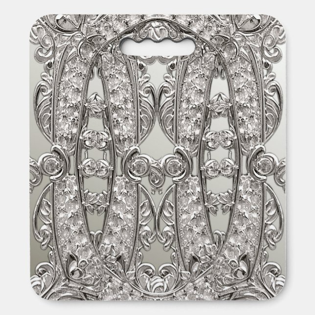 Silver Ornate Modern Stadium Seat Cushion (Front Vertical)