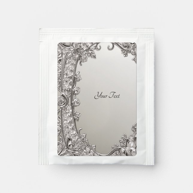 Silver Ornate Modern Tea Bag Drink Mix (Front)