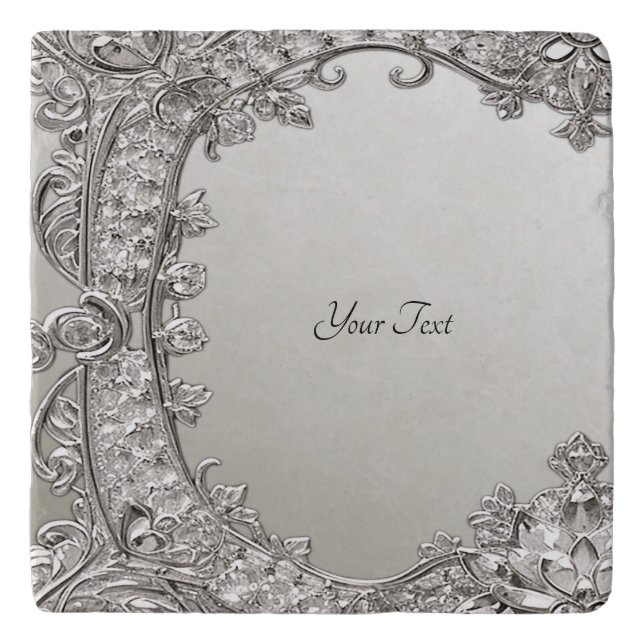 Silver Ornate Modern Trivet (Front)