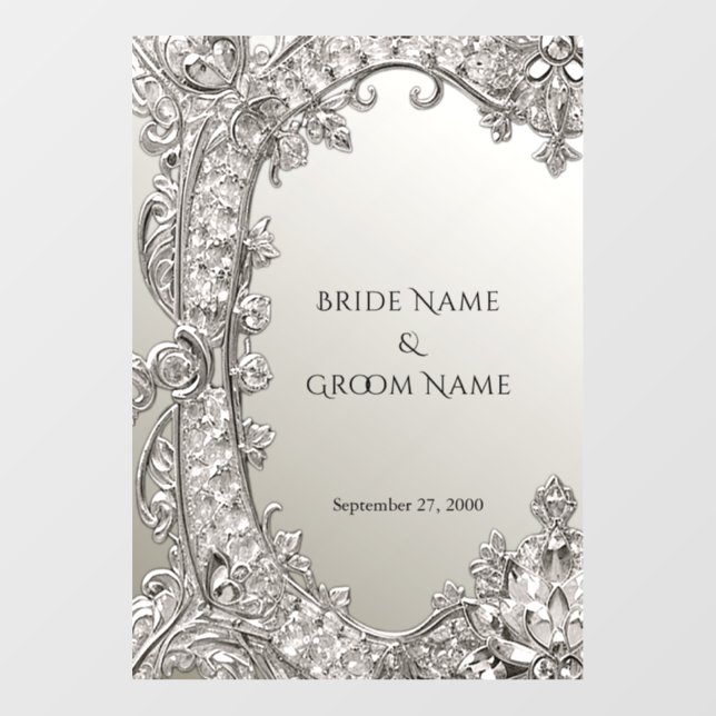 Silver Ornate Modern Wedding Floor Decal (Front)