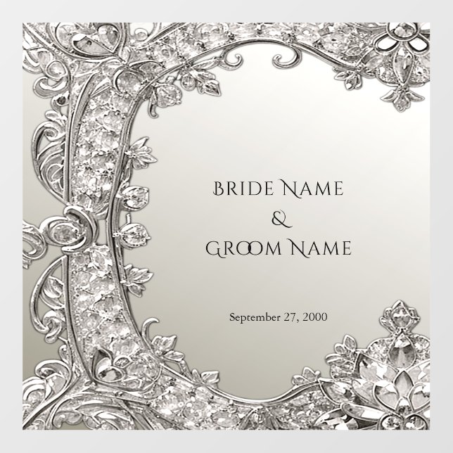 Silver Ornate Modern Wedding Floor Decal (Front)