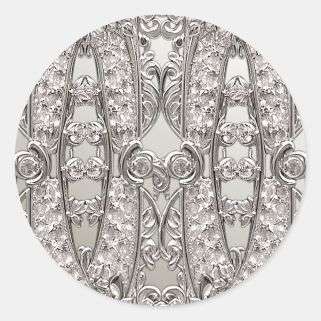 Silver Ornate Modern Wedding Sticker (Front)