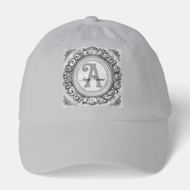 Silver Ornate Monogram  Hat (Front)