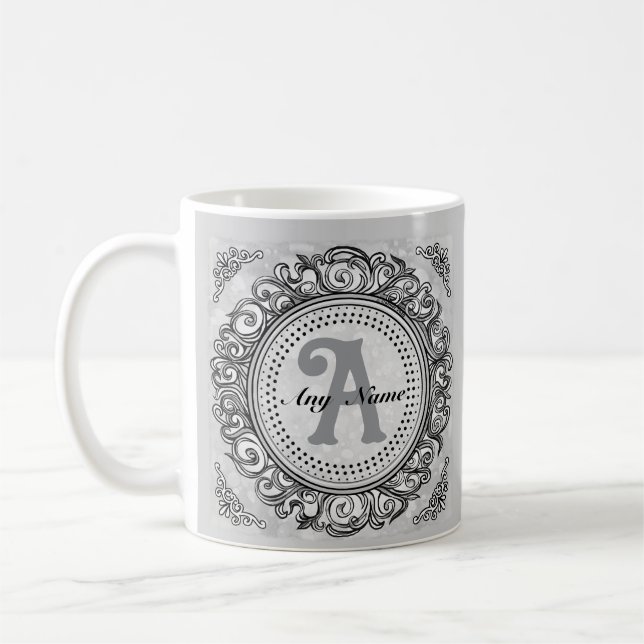 Silver Ornate Monogram mug (Left)