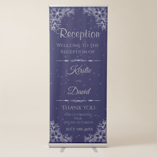 Silver Ornate Reception Welcome Retractable Banner