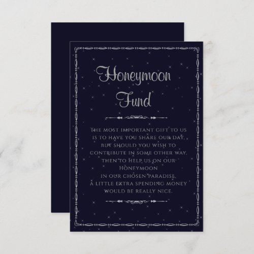 Silver Ornate Wedding Honeymoon Fund Enclosure Card