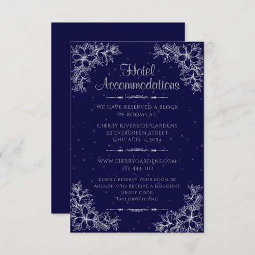 Silver Ornate Wedding Hotel Accommodation Enclosure Card