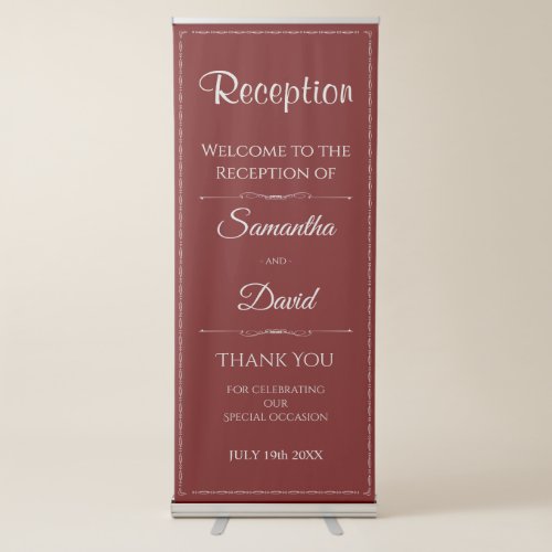 Silver Ornate Wedding Reception Welcome Retractable Banner